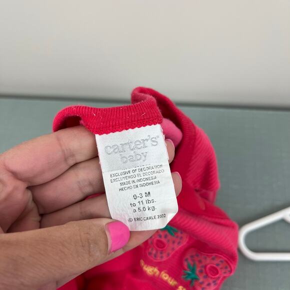 Vintage Y2K Carter's Eric Carle The Very Hungry Caterpillar Footie 0-3 Months - Picture 6 of 8